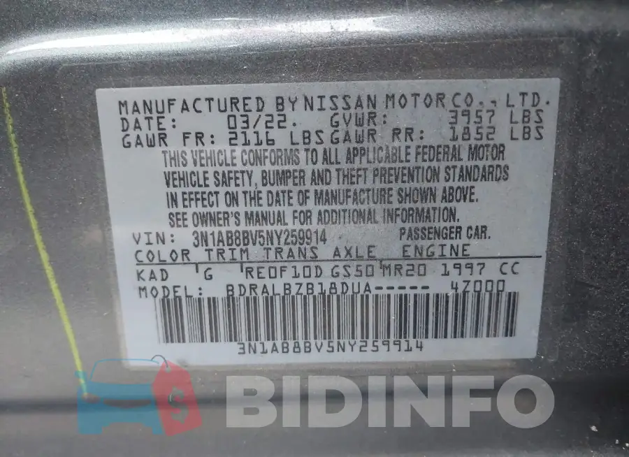3N1AB8BV5NY259914 Photo# 9