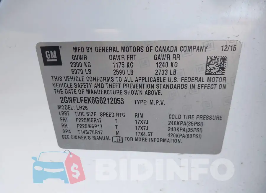 2GNFLFEK6G6212053 Photo# 9