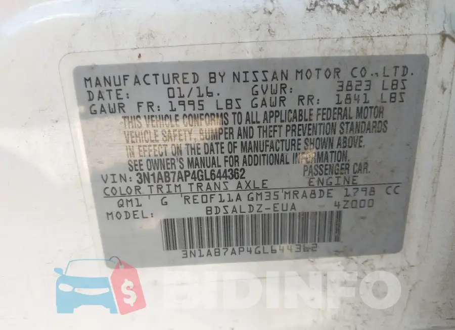 3N1AB7AP4GL644362 Photo# 9