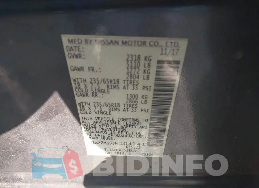 5N1AZ2MG5JN104741 Photo# 9