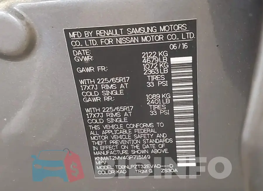 KNMAT2MV4GP715149 Photo# 9