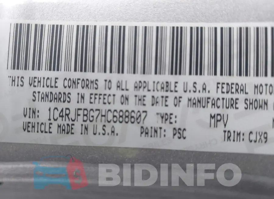 1C4RJFBG7HC688607 Photo# 9
