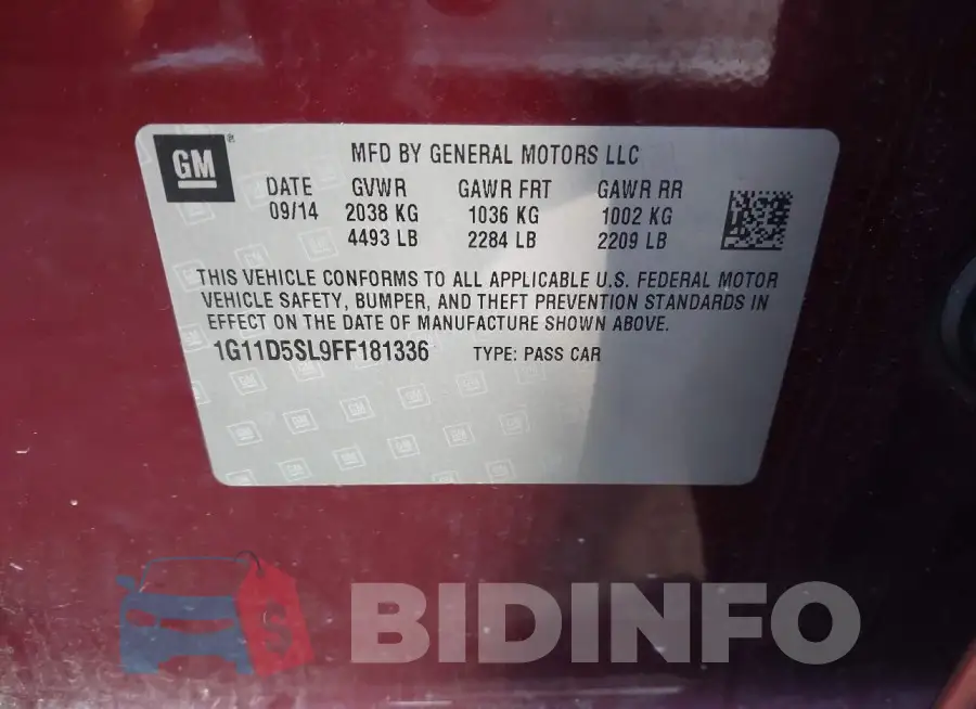 1G11D5SL9FF181336 Photo# 9