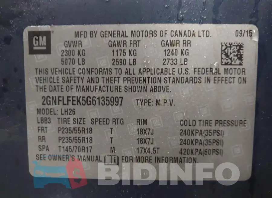 2GNFLFEK5G6135997 Photo# 9