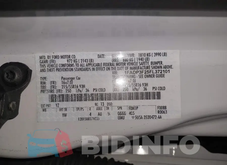 1FADP3F25FL372101 Photo# 9