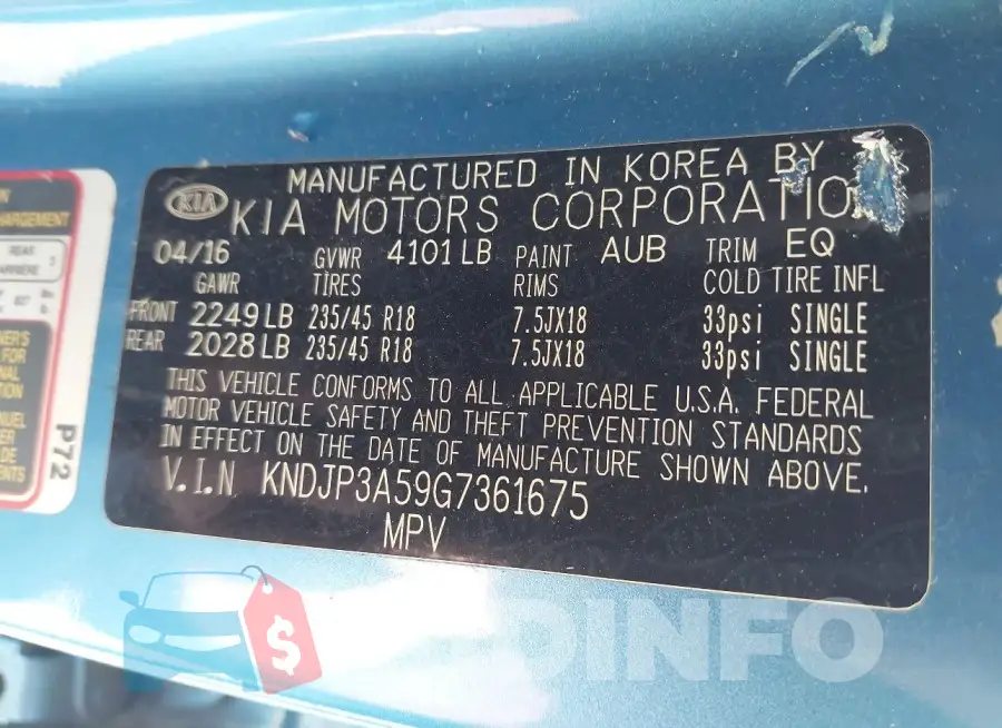 KNDJP3A59G7361675 Photo# 9