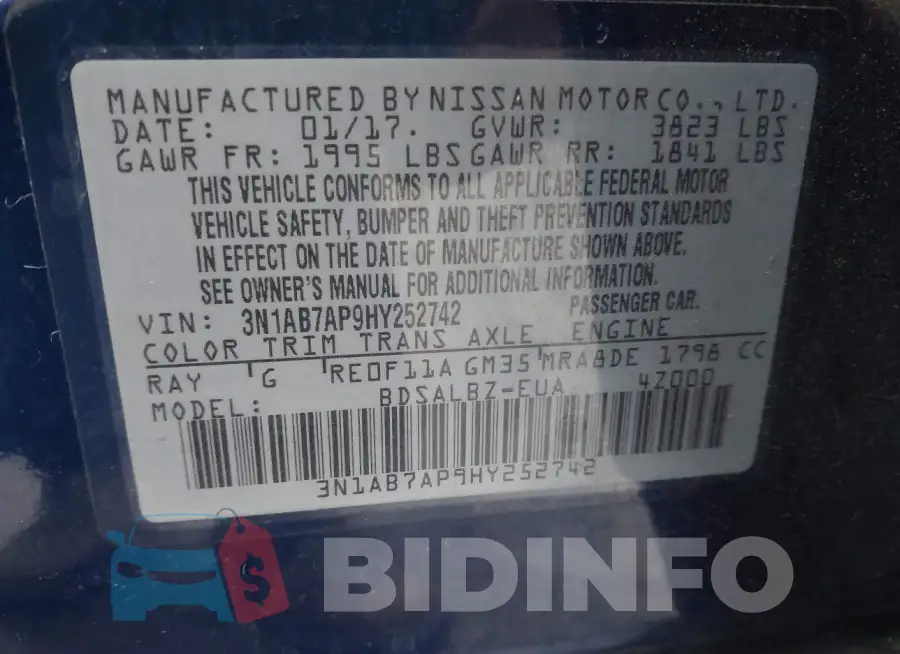 3N1AB7AP9HY252742 Photo# 9