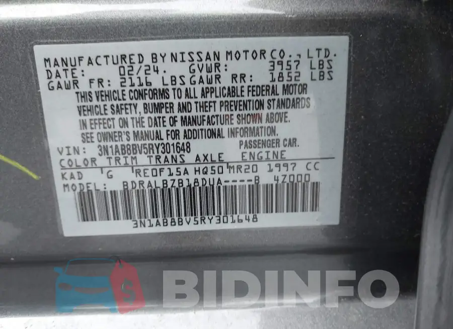 3N1AB8BV5RY301648 Photo# 9