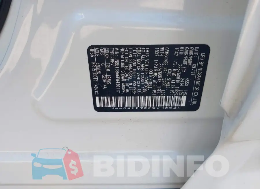 JN8BT3BA6PW430117 Photo# 9