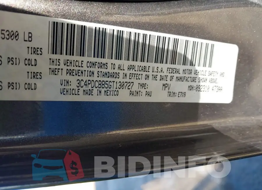 3C4PDCBB5GT130727 Photo# 9