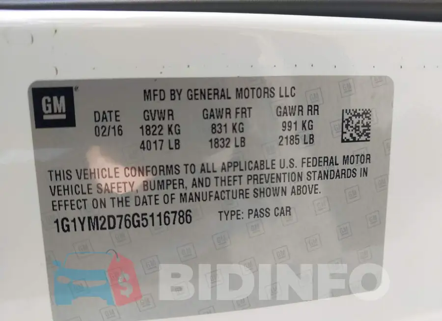 1G1YM2D76G5116786 Photo# 9