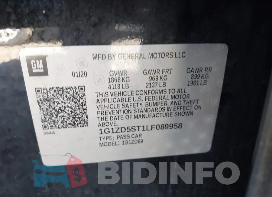 1G1ZD5ST1LF089958 Photo# 9