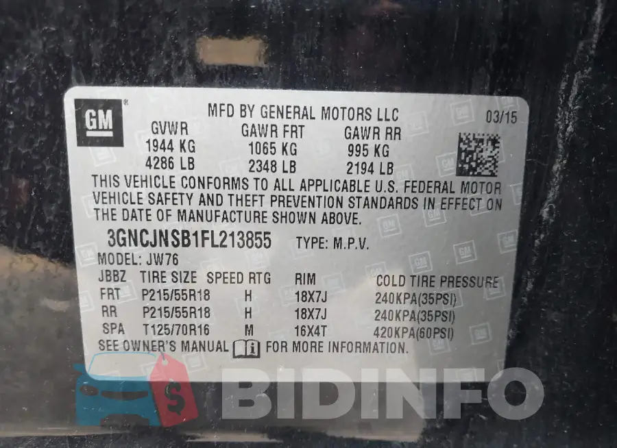 3GNCJNSB1FL213855 Photo# 9