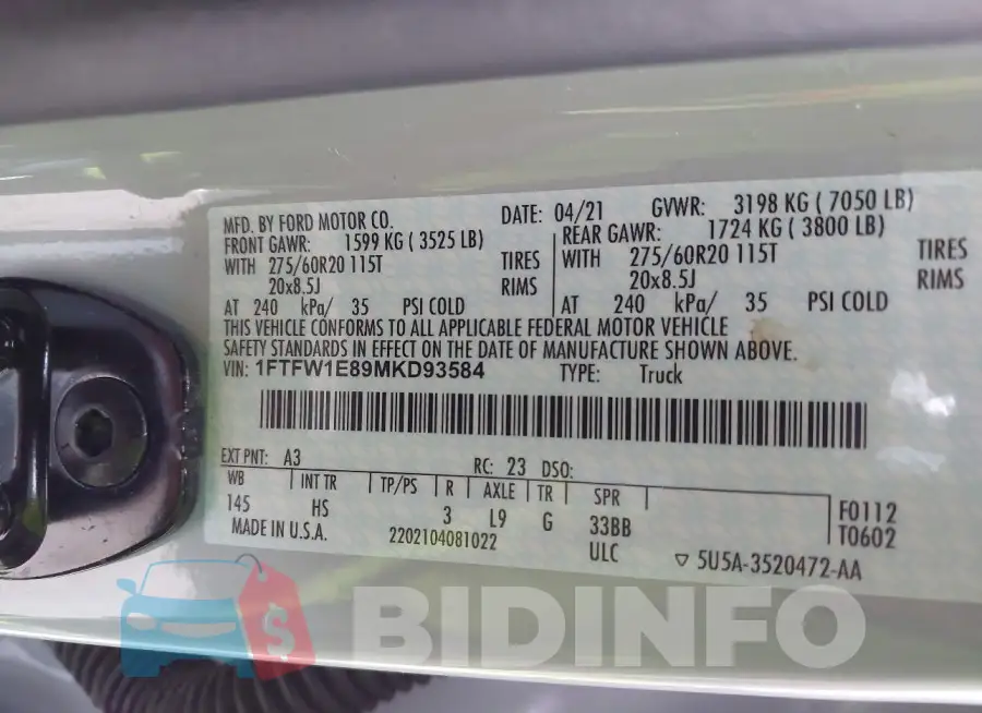 1FTFW1E89MKD93584 Photo# 9