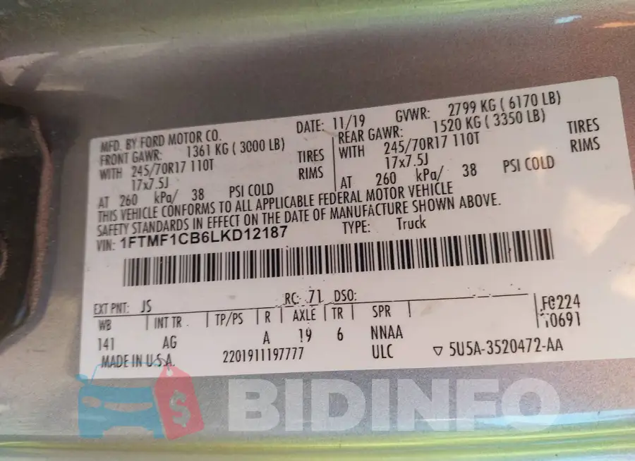 1FTMF1CB6LKD12187 Photo# 9