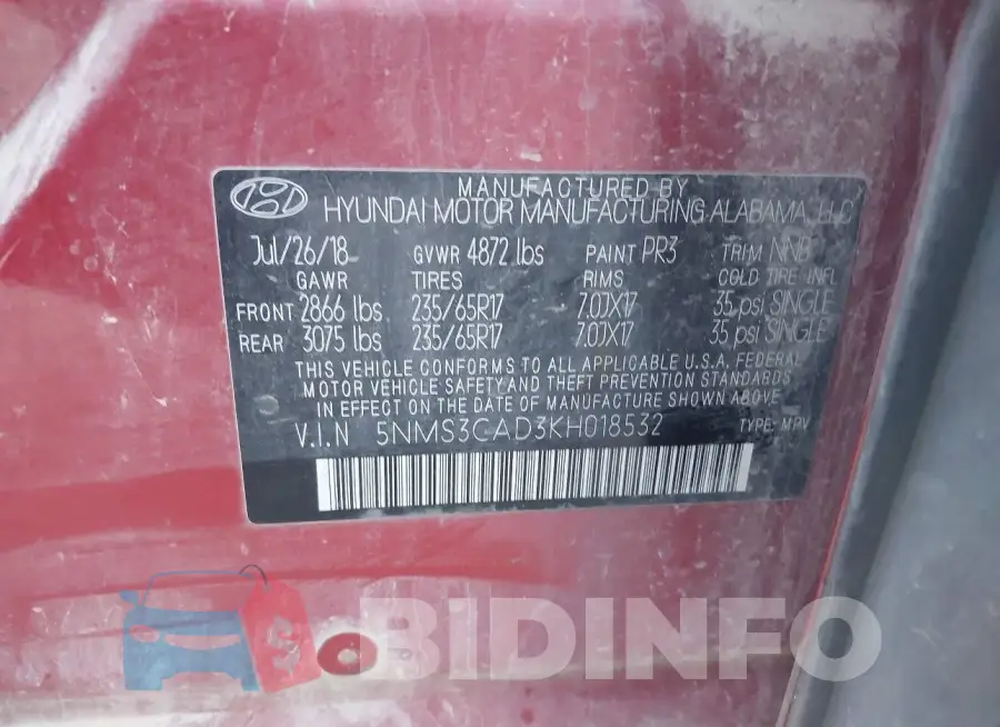 5NMS3CAD3KH018532 Photo# 9