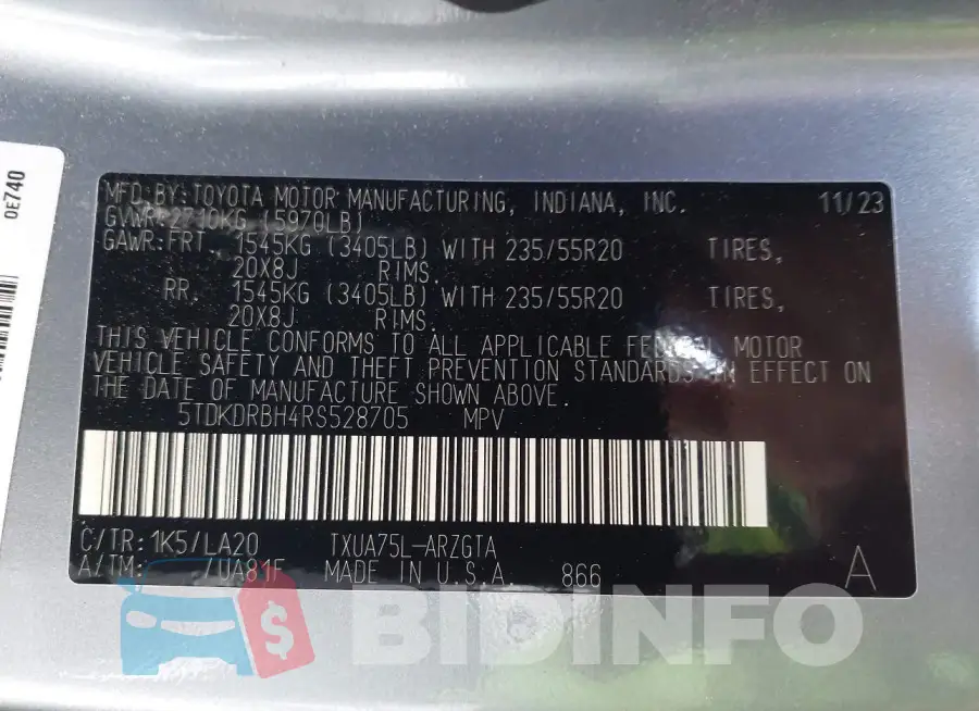 5TDKDRBH4RS528705 Photo# 9