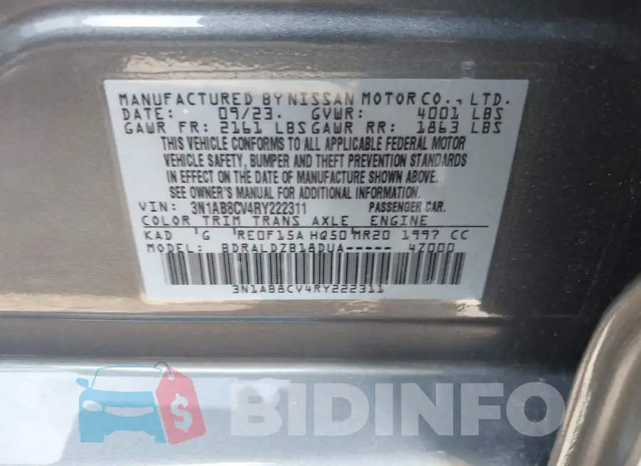 3N1AB8CV4RY222311 Photo# 9