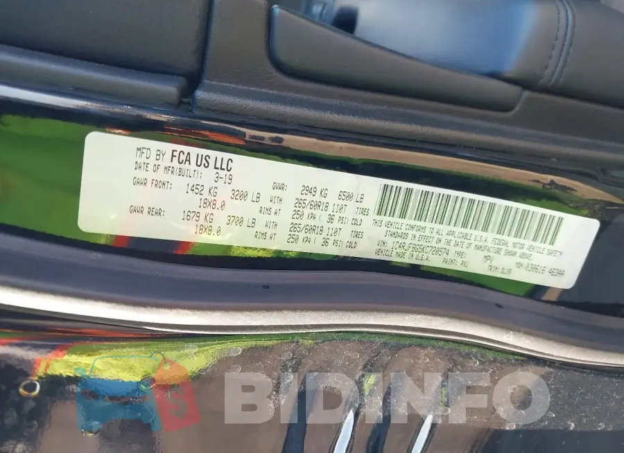 1C4RJFBG5KC720574 Photo# 9