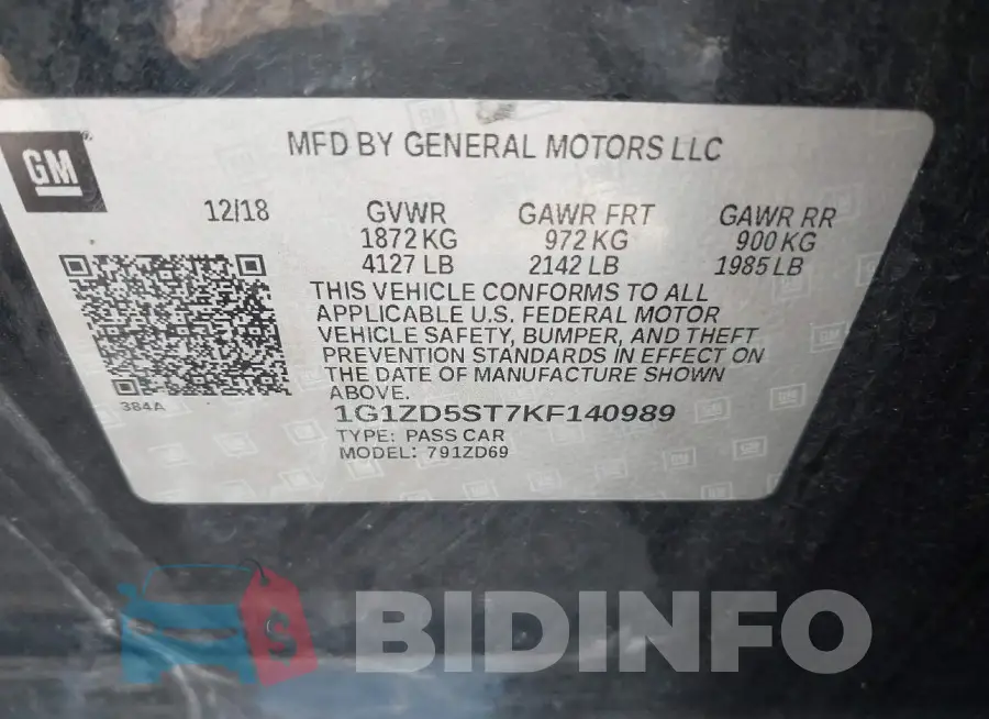 1G1ZD5ST7KF140989 Photo# 9