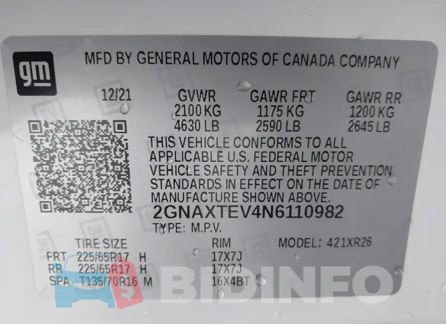 2GNAXTEV4N6110982 Photo# 9
