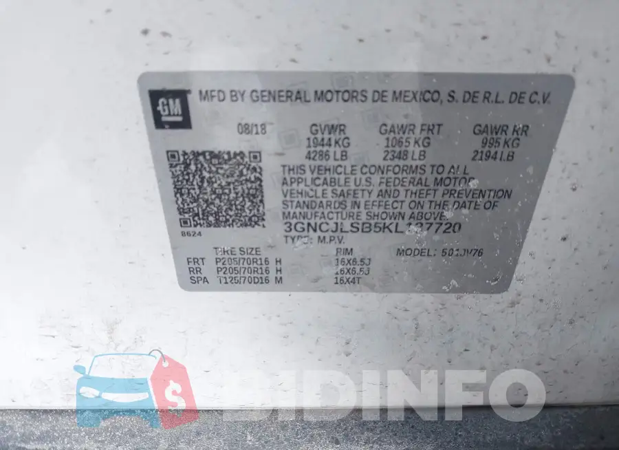3GNCJLSB5KL137720 Photo# 9