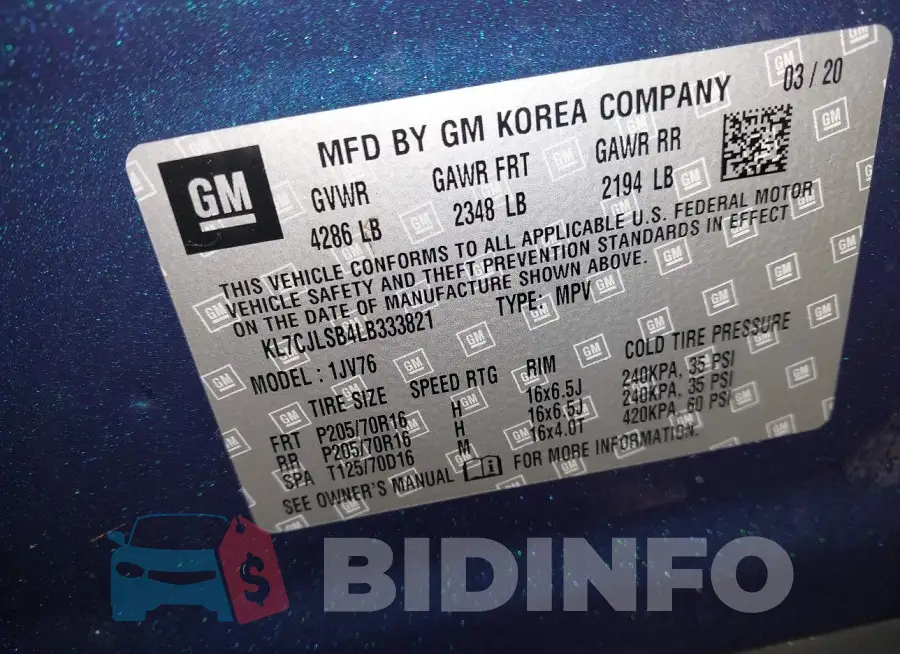 KL7CJLSB4LB333821 Photo# 9