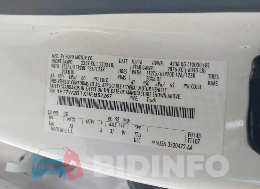 1FT7W2BTXHEB52267 Photo# 9