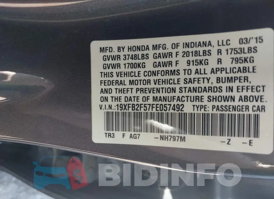 19XFB2F57FE057492 Photo# 9