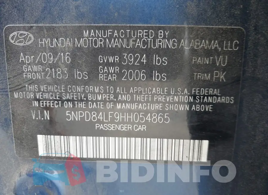 5NPD84LF9HH054865 Photo# 9