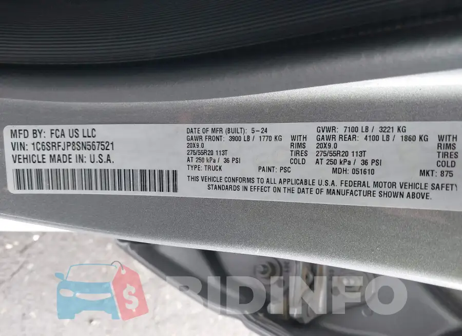 1C6SRFJP8SN567521 Photo# 9