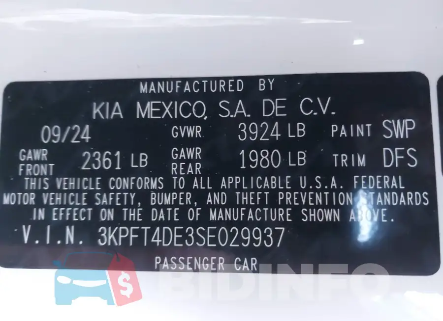 3KPFT4DE3SE029937 Photo# 9
