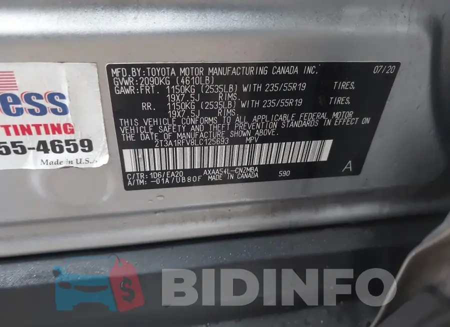2T3A1RFV8LC125693 Photo# 9