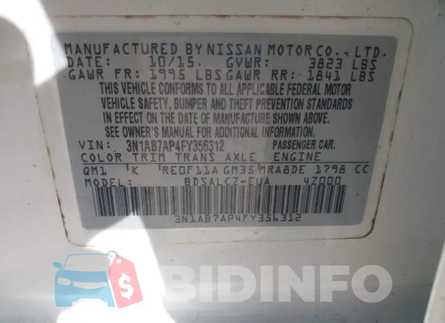 3N1AB7AP4FY356312 Photo# 9