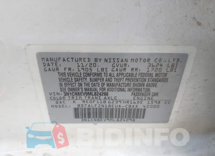 3N1CN8EV9ML824298 Photo# 9