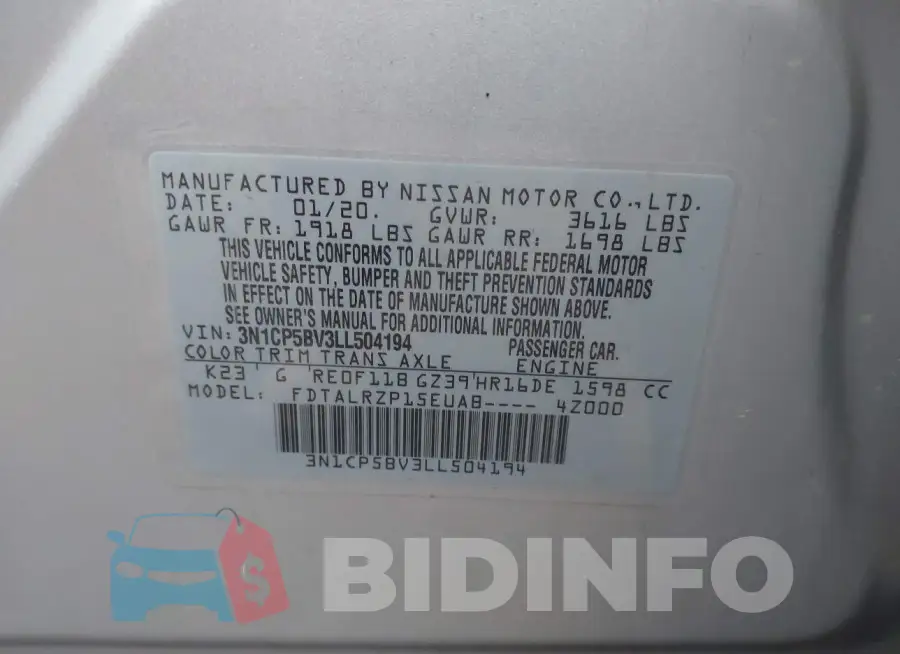 3N1CP5BV3LL504194 Photo# 9