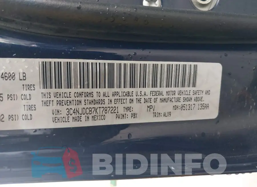 3C4NJDCB7KT787221 Photo# 9
