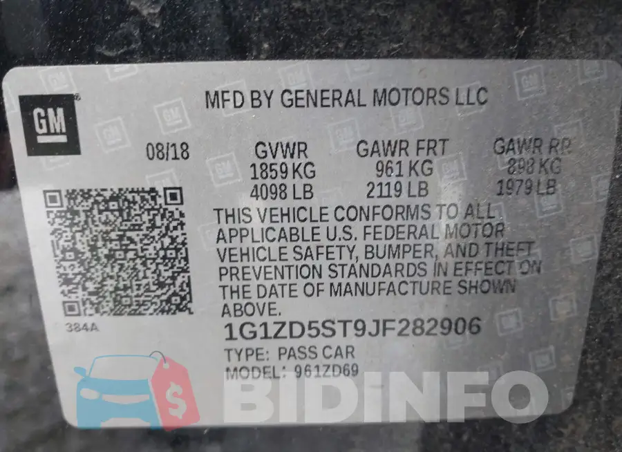 1G1ZD5ST9JF282906 Photo# 9