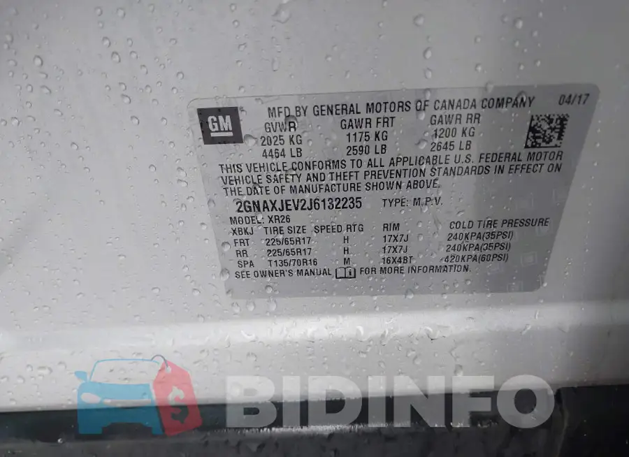 2GNAXJEV2J6132235 Photo# 9