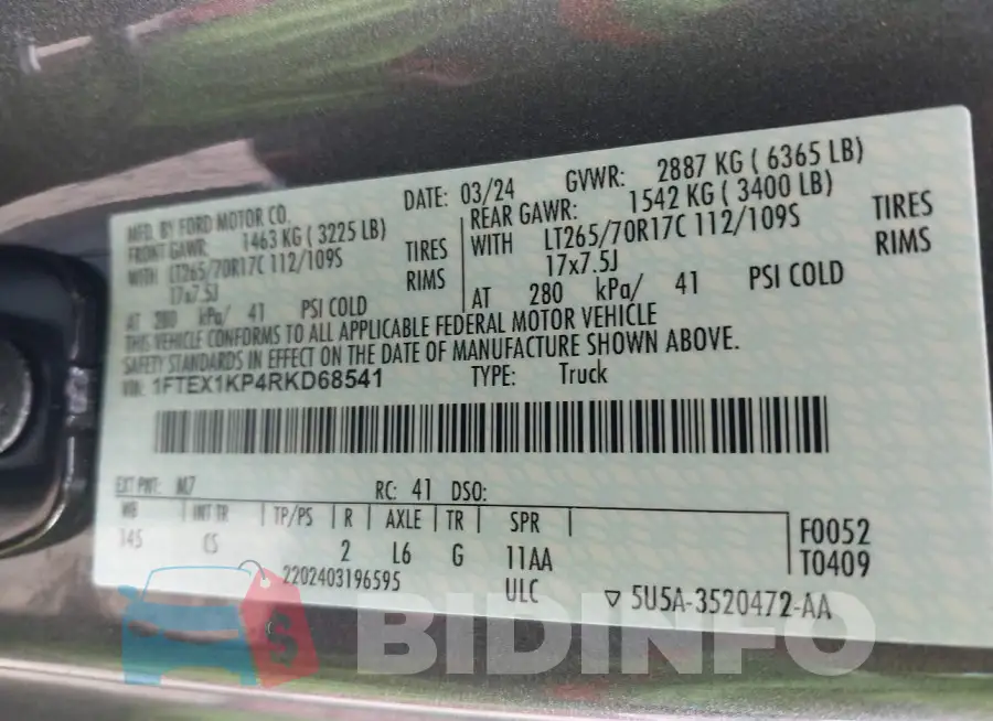 1FTEX1KP4RKD68541 Photo# 9