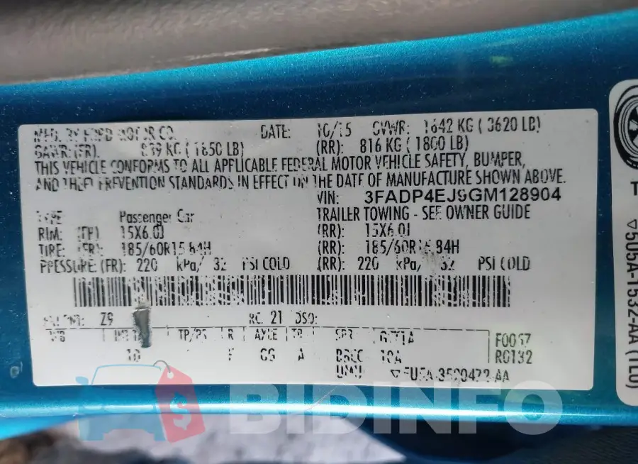 3FADP4EJ9GM128904 Photo# 9