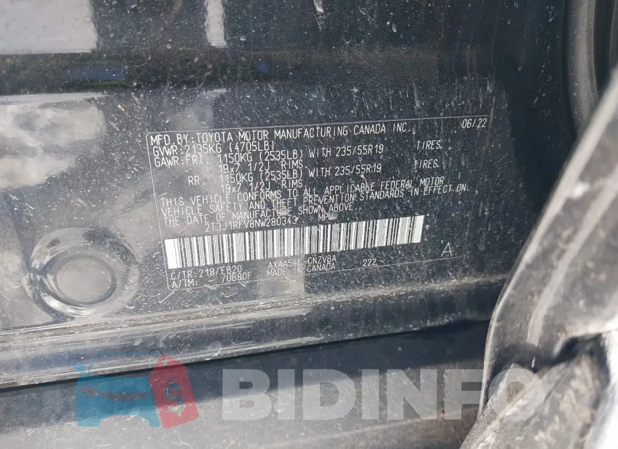 2T3J1RFV8NW280343 Photo# 9