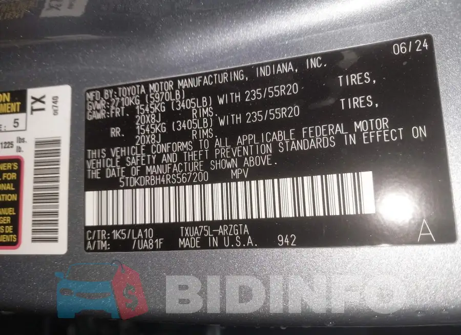 5TDKDRBH4RS567200 Photo# 9