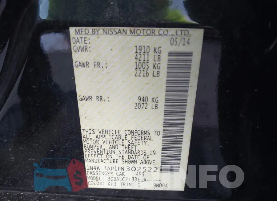 1N4AL3AP1FN302522 Photo# 9