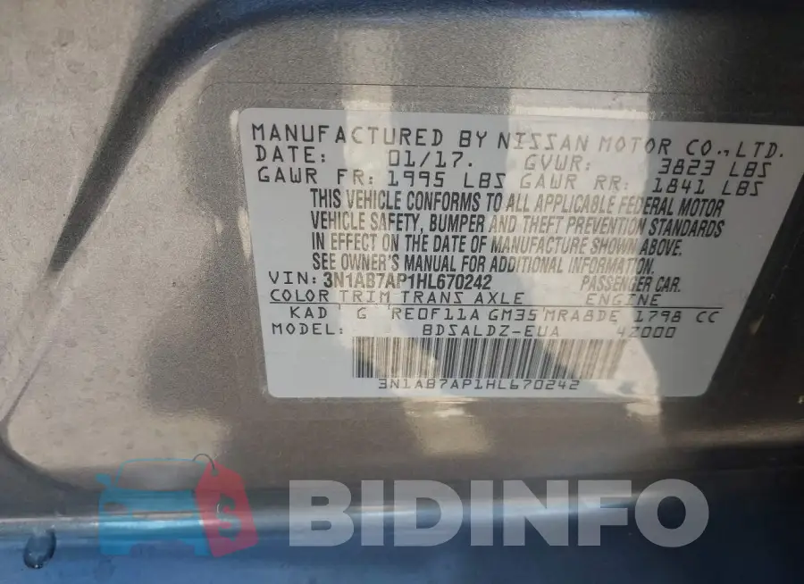 3N1AB7AP1HL670242 Photo# 9