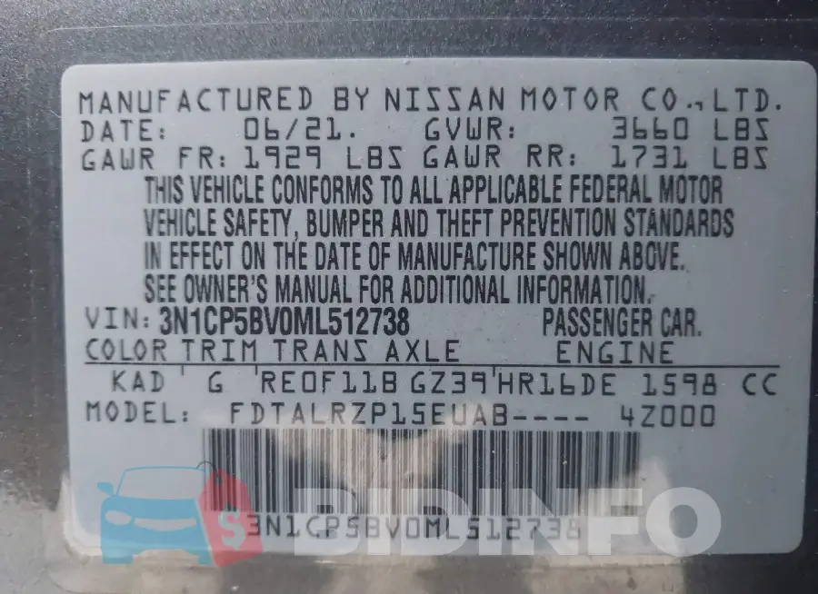3N1CP5BV0ML512738 Photo# 9