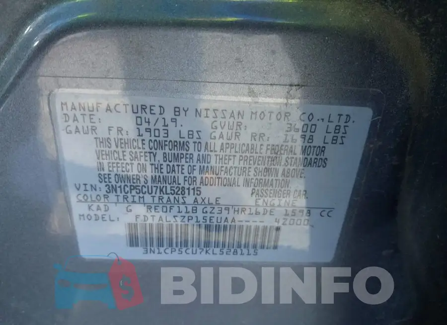 3N1CP5CU7KL528115 Photo# 9