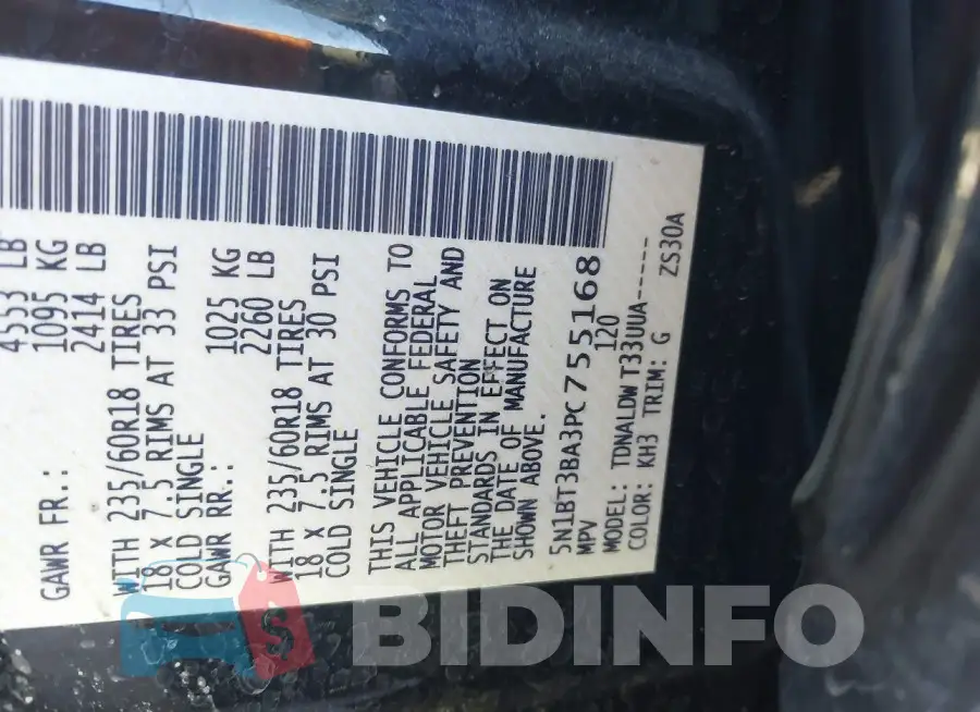 5N1BT3BA3PC755168 Photo# 9