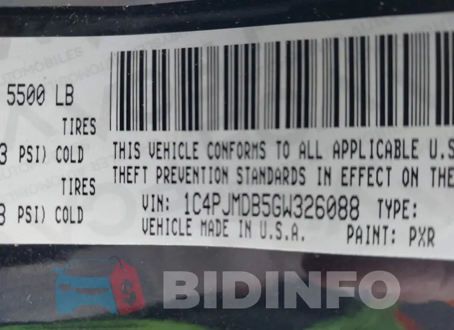 1C4PJMDB5GW326088 Photo# 9