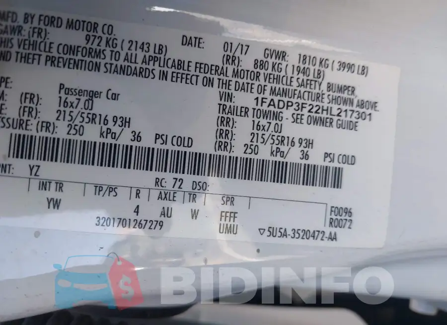 1FADP3F22HL217301 Photo# 9
